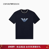 ARMANI 阿玛尼26春新款 男士 EMPORIO 圆领短袖 撞色刺绣重磅T恤官方