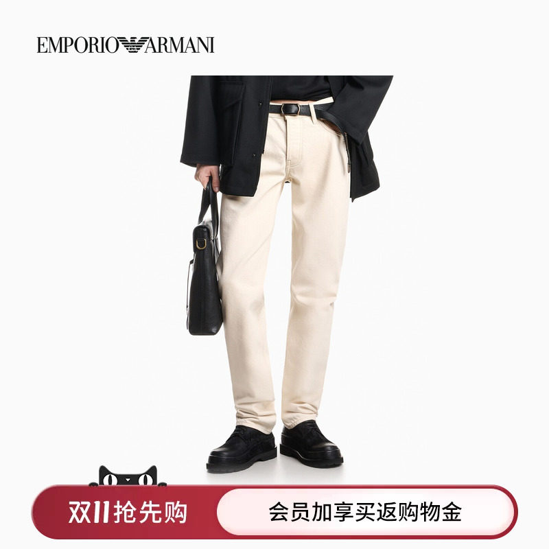 EMPORIO ARMANI/阿玛尼秋冬新款男纯棉低腰修身复古潮流牛仔长裤
