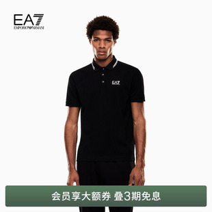 春夏新款 阿玛尼EA7 ARMANI 翻领短袖 运动黑色Polo衫 男士 EMPORIO