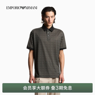 ARMANI 正肩印花复古Polo衫 阿玛尼春夏新款 翻领短袖 男士 EMPORIO