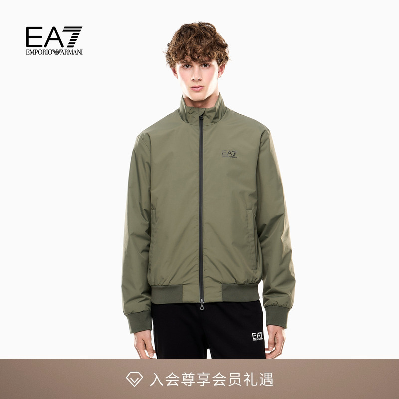 EA7/阿玛尼男士立领拉链印花棉服