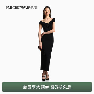 长款 EMPORIO 女士修身 阿玛尼26年春夏新款 V领连衣裙官方 ARMANI