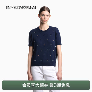 刺绣针织衫 EMPORIO 女士纯棉圆领短袖 阿玛尼26年春夏新款 ARMANI
