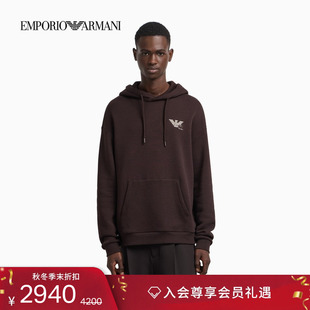 男宽松复古印花休闲连帽套头卫衣 阿玛尼秋冬新款 EMPORIO ARMANI
