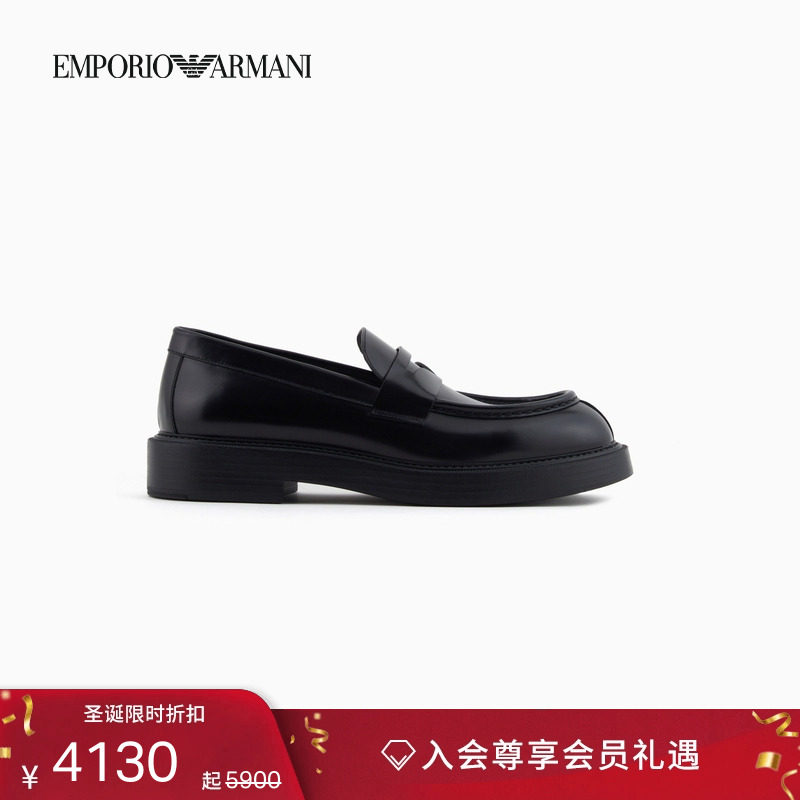 阿玛尼男士复古休闲皮鞋乐福鞋