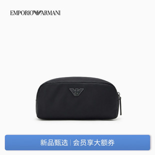 EMPORIO ARMANI/阿玛尼男士纯色鹰标拉链商务休闲通勤手拿包官方