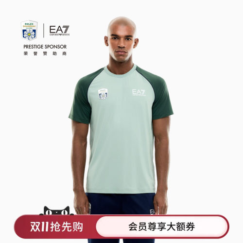 EA7/阿玛尼男士圆领短袖撞色T恤