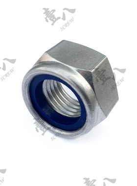 304不锈钢六角蓝色尼龙锁紧螺母防滑自锁止退防松动螺丝帽DIN985