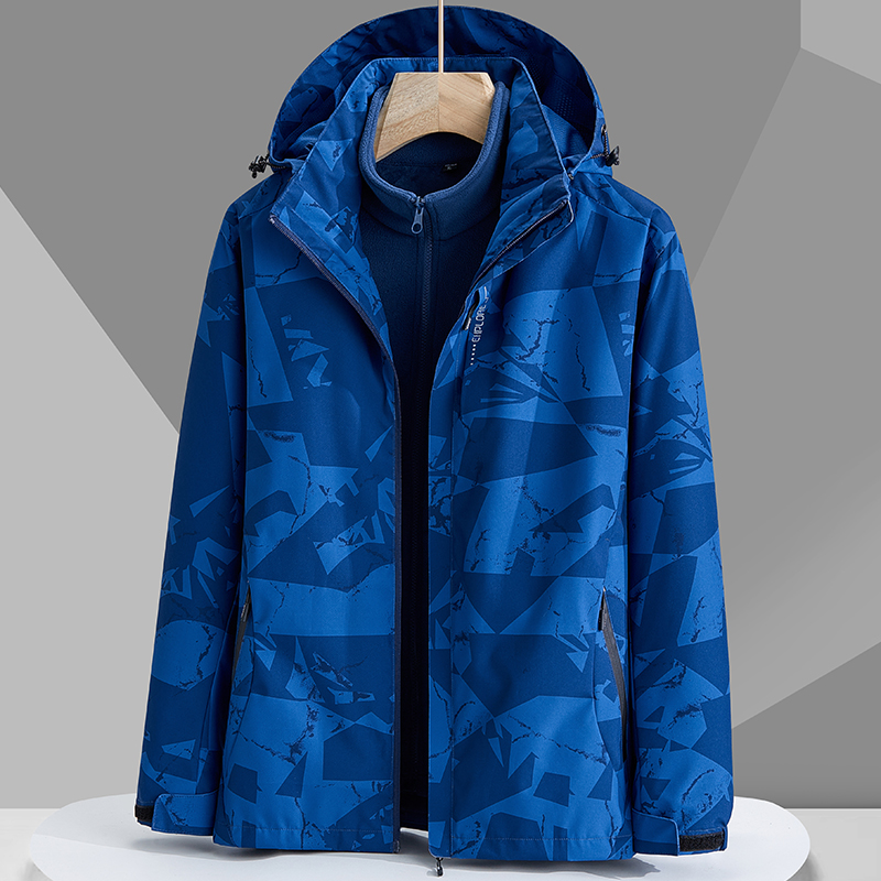 秋冬冲锋衣男三合一两件套加厚加绒可拆卸内胆迷彩登山服女防风潮