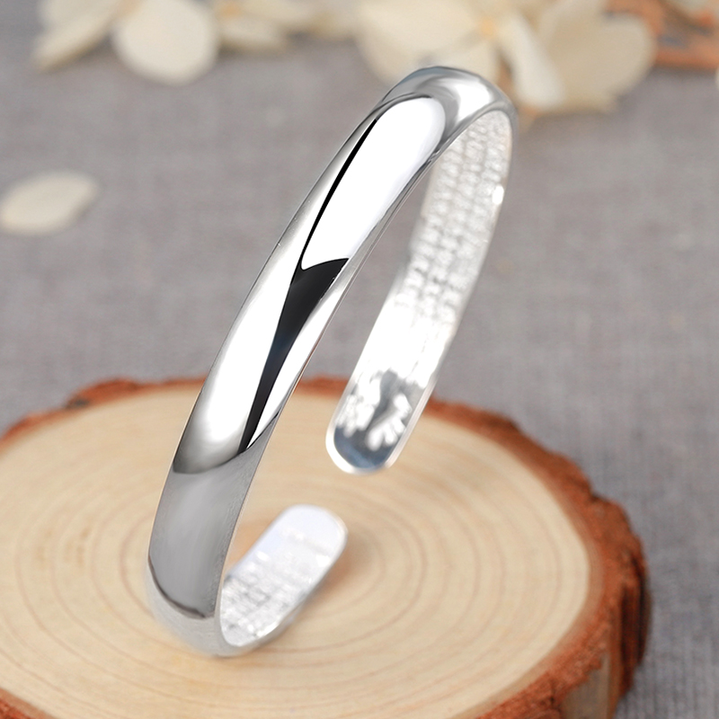 心经光面开口纯银手镯