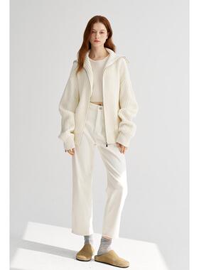 MAISON CECILE白色/黑色九分显腿直百搭小脚裤柔软亲肤棉牛仔裤女