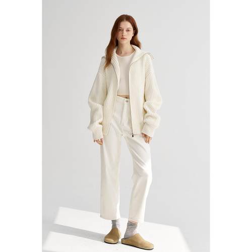 MAISON CECILE白色/黑色九分显腿直百搭小脚裤柔软亲肤棉牛仔裤女