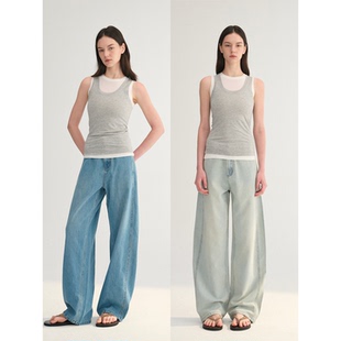 MAISON MC四色 松弛镰刀牛仔神裤 深蓝春夏天丝经典 CECILE 新增白