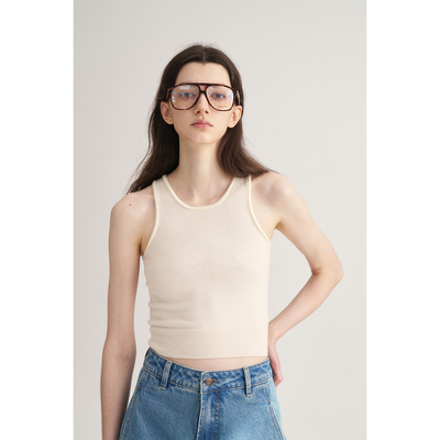 奶白色羊绒羊毛针织开衫/背心