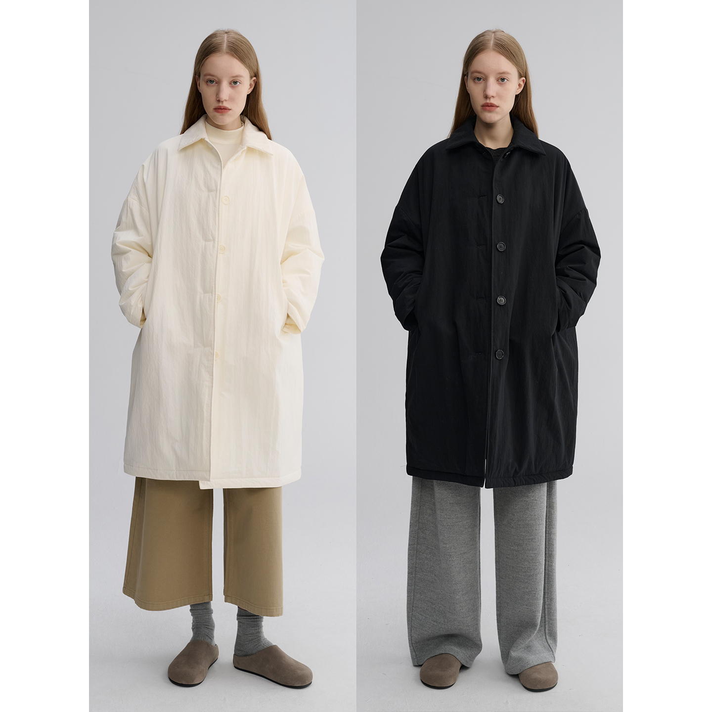 MAISON CECILE 两色|冬日极简夹棉风衣厚实保暖松弛百搭棉服外套