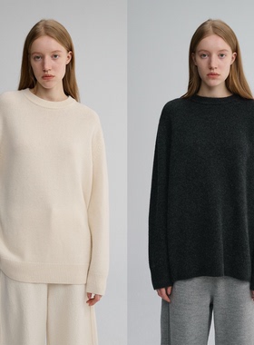 MAISON CECILE 两色|软糯高克重羊绒羊毛圆领松弛慵懒风针织毛衣