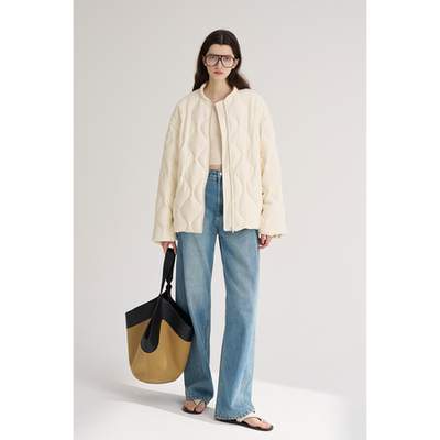 MAISON CECILE白色飞行员夹克白鹅绒保暖羽绒服