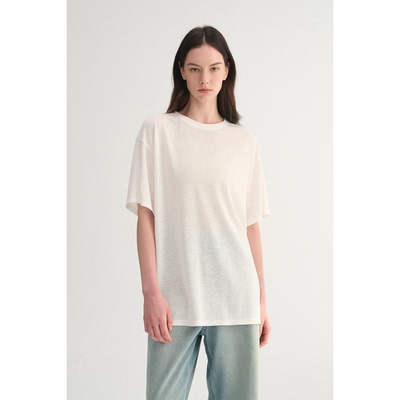 MC三色|基础好穿雪花棉肌理感宽松舒适慵懒落肩T恤MAISON CECILE