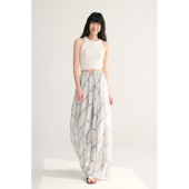 100%桑蚕丝轻薄飘逸垂荡感透气慵懒阔腿裤 MAISON CECILE独家印花