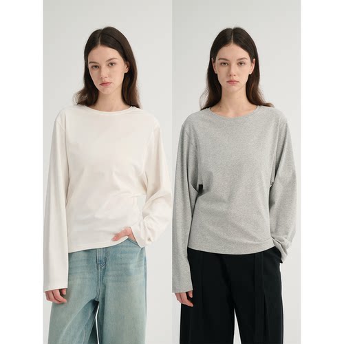 MAISON CECILE 四色/宽松随性设计感圆领蝙蝠袖休闲上衣