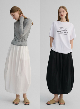 MAISON CECILE 两色|天丝高支棉优雅垂坠蓬松立体花苞半身裙