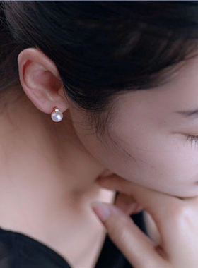 海水珍珠耳钉王妃宋慧乔同款akoya强亮光18k金气质包邮