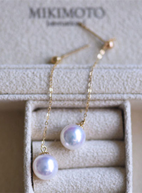 风在吹宋慧乔同款海水珍珠耳链akoya强亮光伴虹彩18k金正品包邮