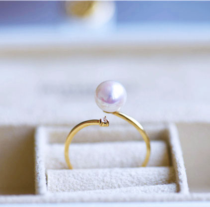 珍珠开口戒指akoya海水珍珠1