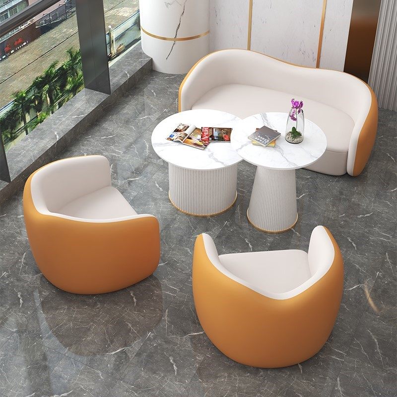 轻奢酒店大堂会客沙发组合售楼处展厅接待商务洽谈卡座美容院桌椅,住宅家具,皮艺沙发,淘宝优惠券,粉丝福利购,淘宝优惠卷