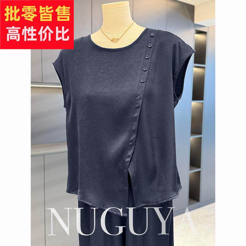 时尚休闲 雪纺套装女妈妈装短袖夏装新款气质百搭中老年裤子两件