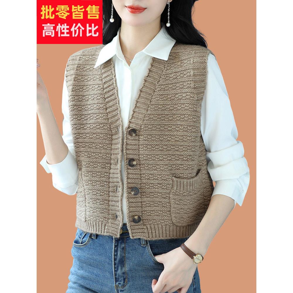 无袖背心开衫女式短款2025春秋新款小外披肩开衫马甲