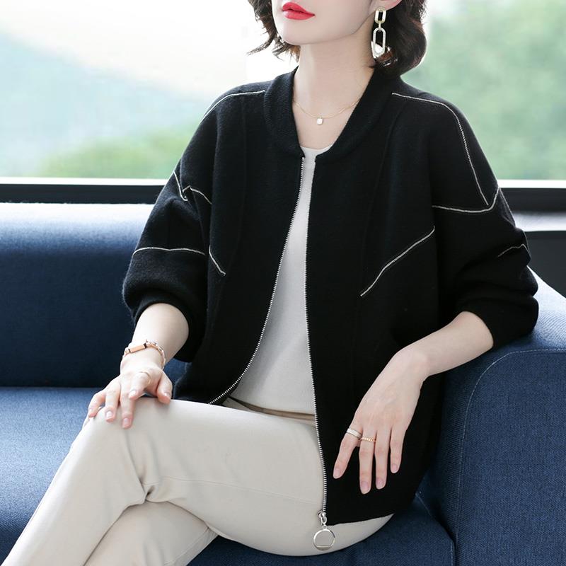 中年女加肥加大码羊绒大衣胖妈妈秋冬装针织开衫上衣洋气毛呢外套