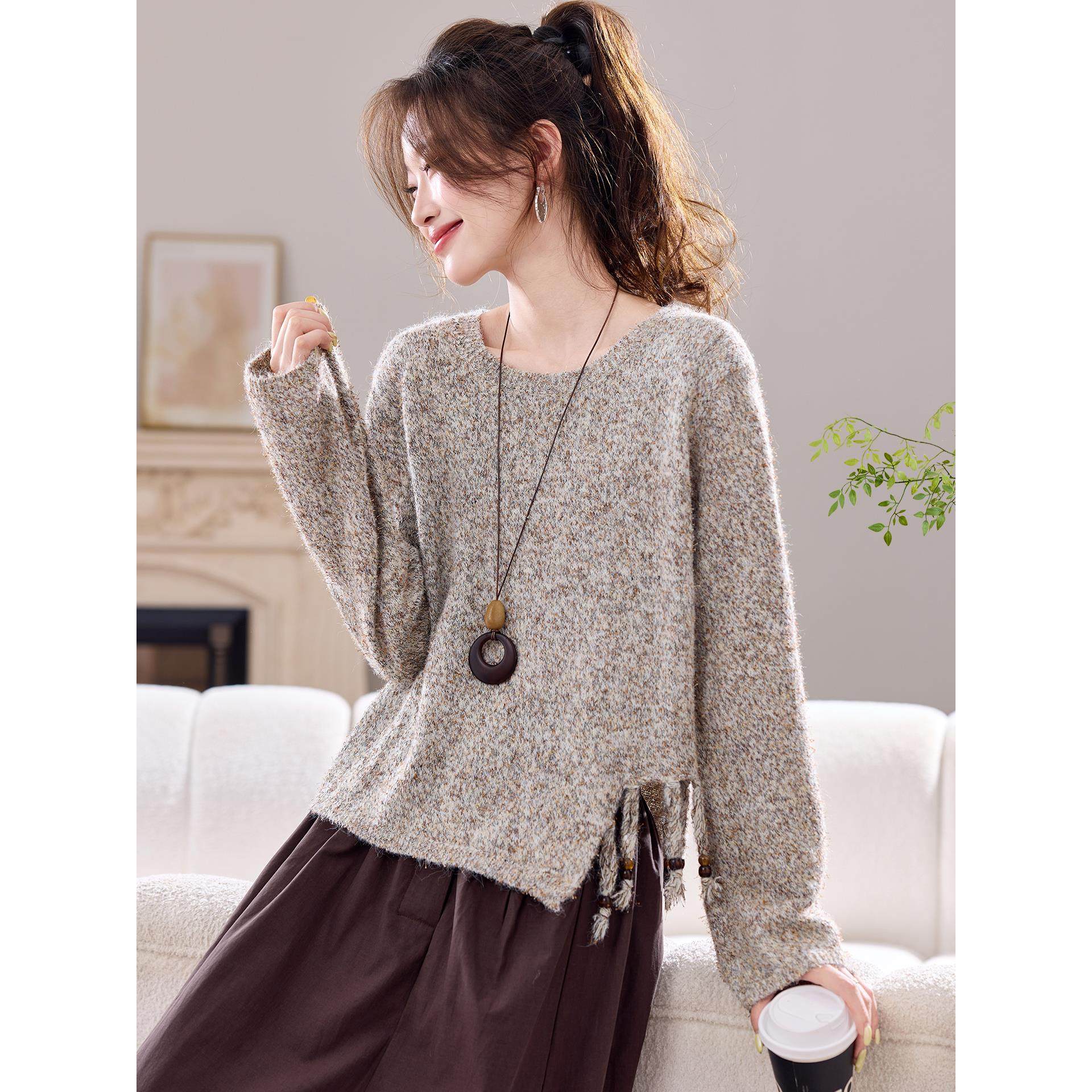 2025新款春秋冬设计感超好看薄款毛衣女慵懒风松弛感外穿针织上衣