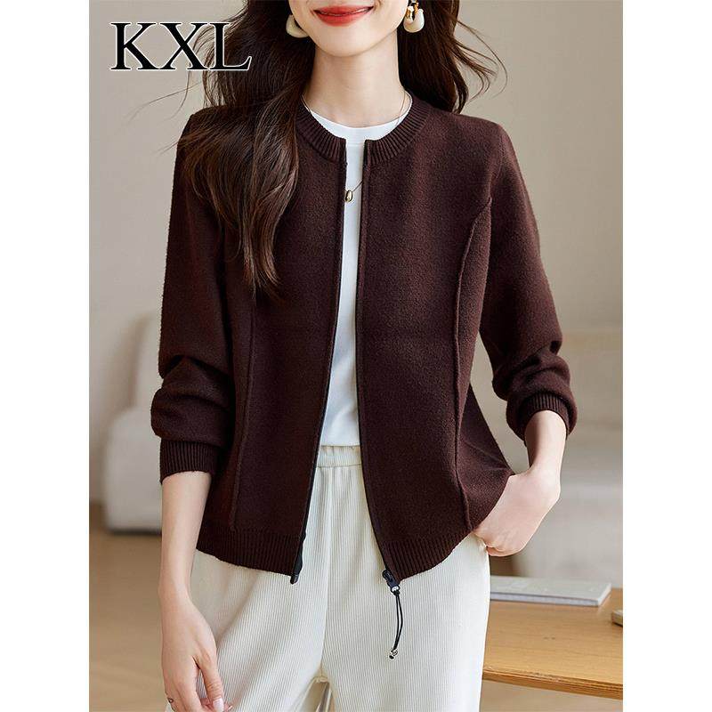 今年流行的爆款拉链短外套女开春秋季新款高级感气质毛衣开衫外搭
