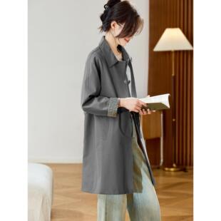 灰色高级感风衣女款2025新款秋冬季超好看洋气减龄中长款大衣外套