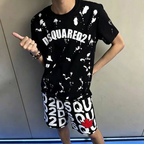 网红潮牌D2枫叶数码印花短裤休闲百搭宽松沙滩裤轻奢运动五分裤子