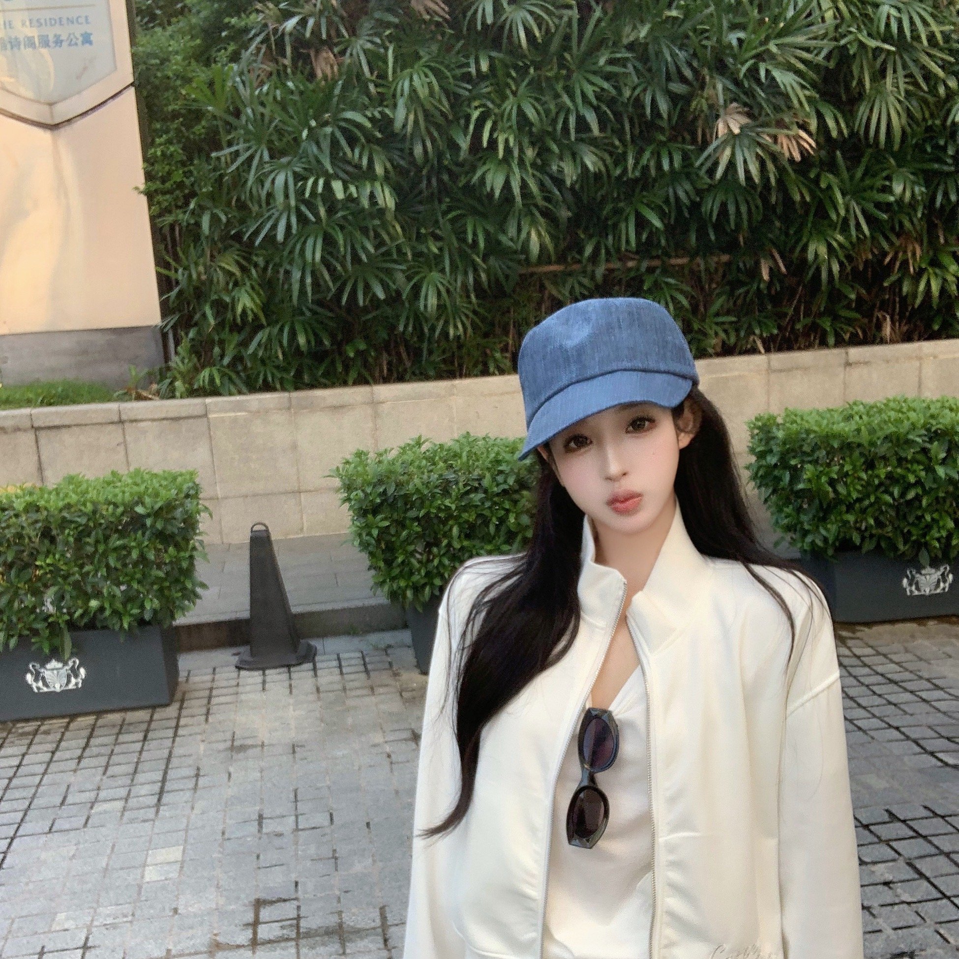 实拍 独特刺绣立领卫衣套装女高腰短裤