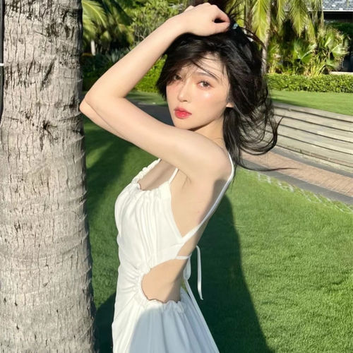 气质长裙子长裙子三亚海边