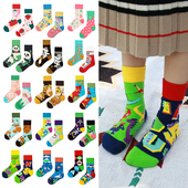 男女童袜原创设计亲子袜四季 GXCM新品 不对称儿童袜子中筒AB款 透气