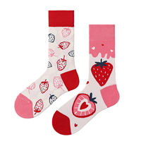 Asymmetrical socks for men and women, AB mid-calf socks, fruit cartoon animals, fun and colorful double socks, street trend sports thumbnail 4