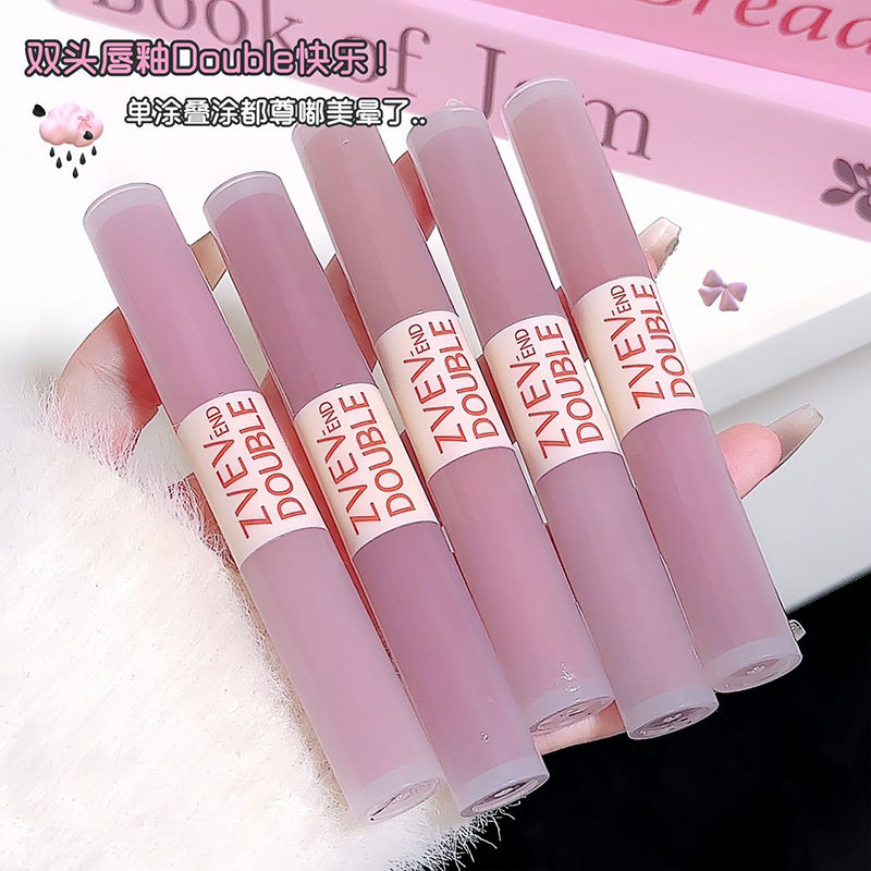 ZVEV水光沁透双头唇釉哑光镜面嘟嘟唇二合一口红伪素颜学生平价