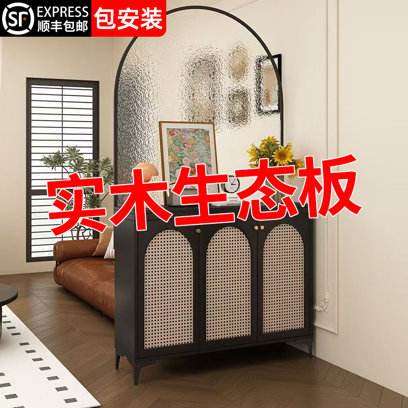 鞋柜复古玄关柜一体客厅入户藤编玻璃屏风正对门中古风隔断柜,住宅家具,门厅/玄关柜/玄关架,淘宝优惠券,粉丝福利购,淘宝优惠卷