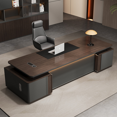 轻奢老板桌办公桌实木烤漆桌椅组合总裁高档董事长大班台办公家具