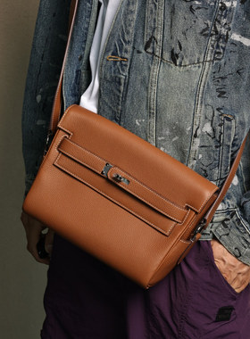Kelly Messenger27小号邮差包，金棕色Togo皮，银扣实拍现货