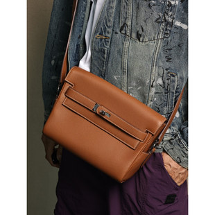 Kelly Messenger27小号邮差包，金棕色Togo皮，银扣实拍现货