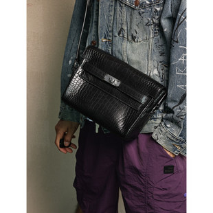 Kelly Messenger27小号邮差包，黑色鳄鱼皮，银扣实拍现货