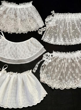 韩系白色蕾丝屁帘女高级感叠穿绑带裙帘遮臀显瘦百搭配裤子半身裙