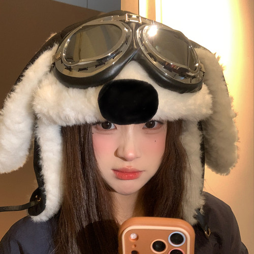 费尔岛毛线针织帽女冬季加绒加厚保暖护耳帽子复古防寒红色雷锋帽