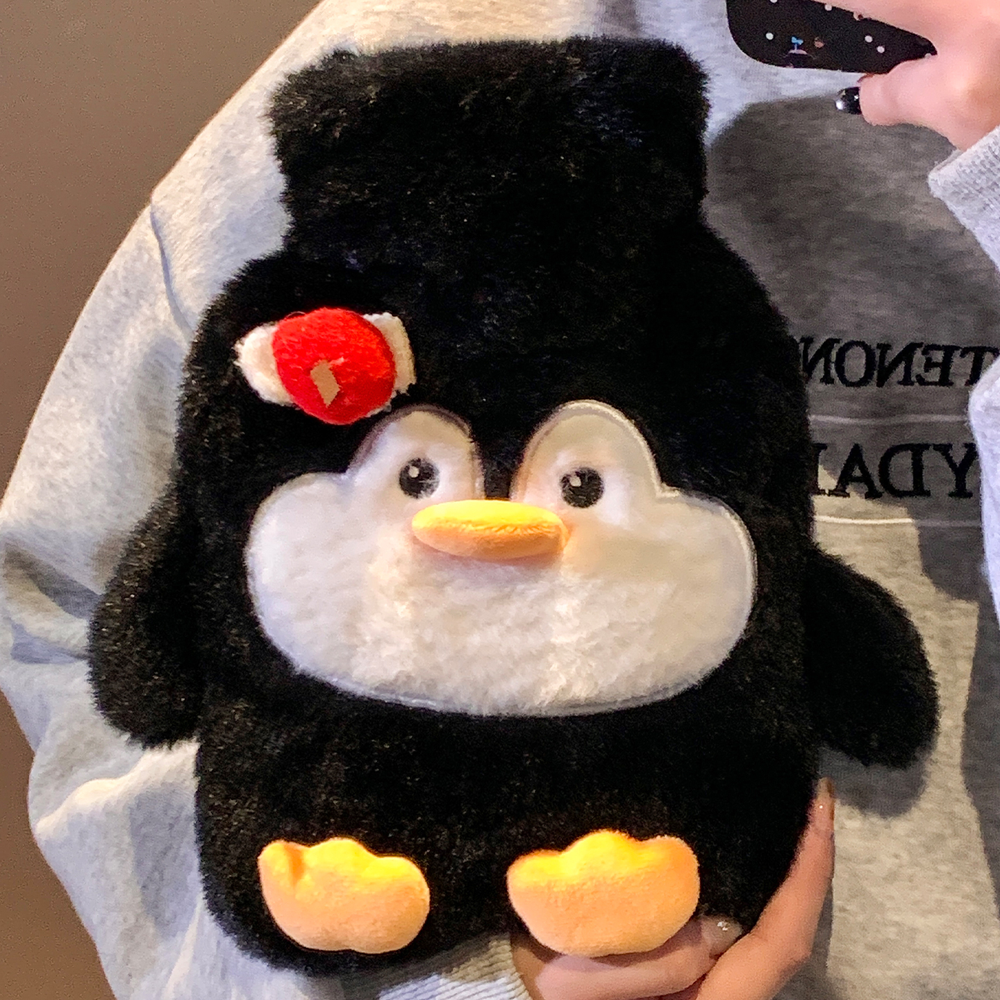 可爱企鹅注水热水袋加厚防爆暖水袋女生冬季热敷肚子暖手宝暖宝宝