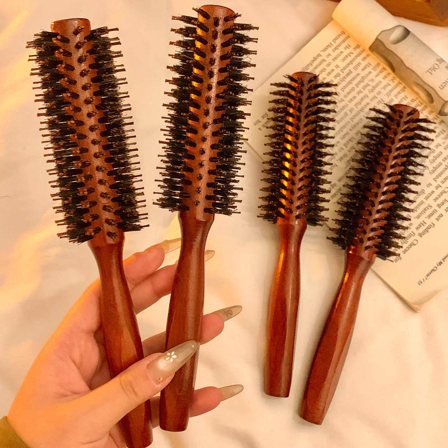 猪鬃毛卷发梳女士家用防静电长发圆筒滚梳吹头发造型梳子2026新款